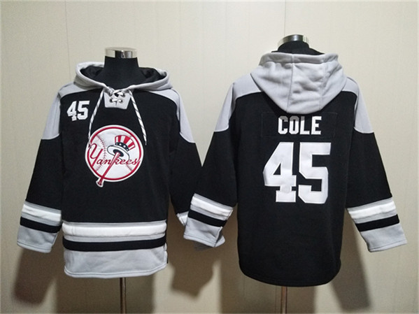 Men's New York Yankees #45 Gerrit Cole Black-Grey Ageless Must-Have Lace-Up Pullover Hoodie