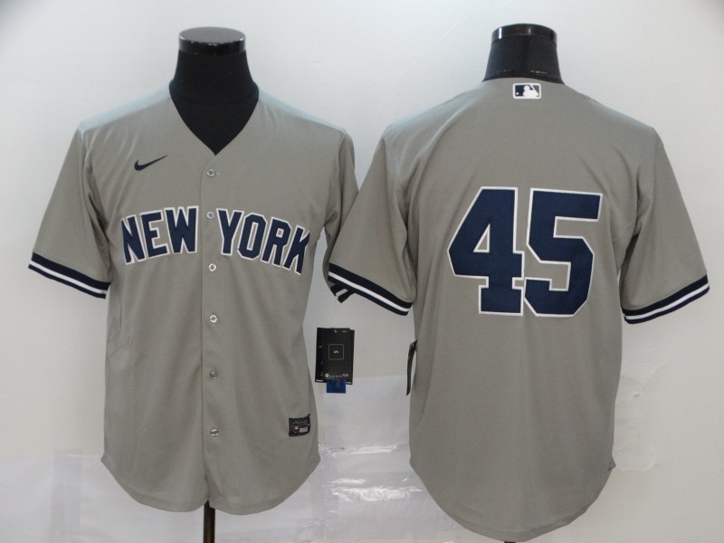 Men's New York Yankees #45 Gerrit Cole Gray No Name Stitched MLB Cool Base Nike Jersey