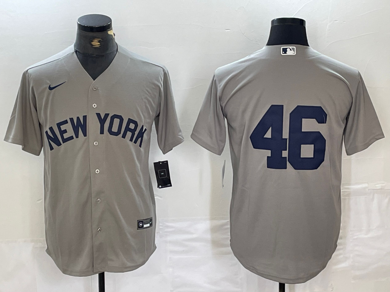 Men's New York Yankees #46 Andy Pettitte 2021 Grey Field of Dreams Cool Base Stitched Baseball Jersey
