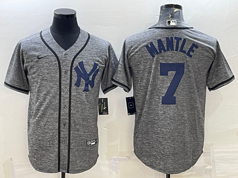Men's New York Yankees #7 Mickey Mantle Grey Gridiron Cool Base Stitched Jerseys