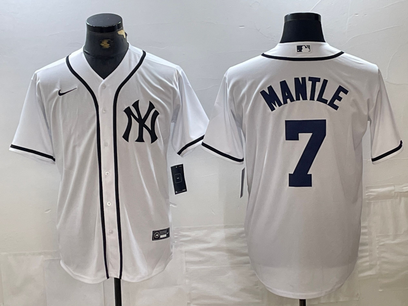Men's New York Yankees #7 Mickey Mantle White Fashion Cool Base Jersey