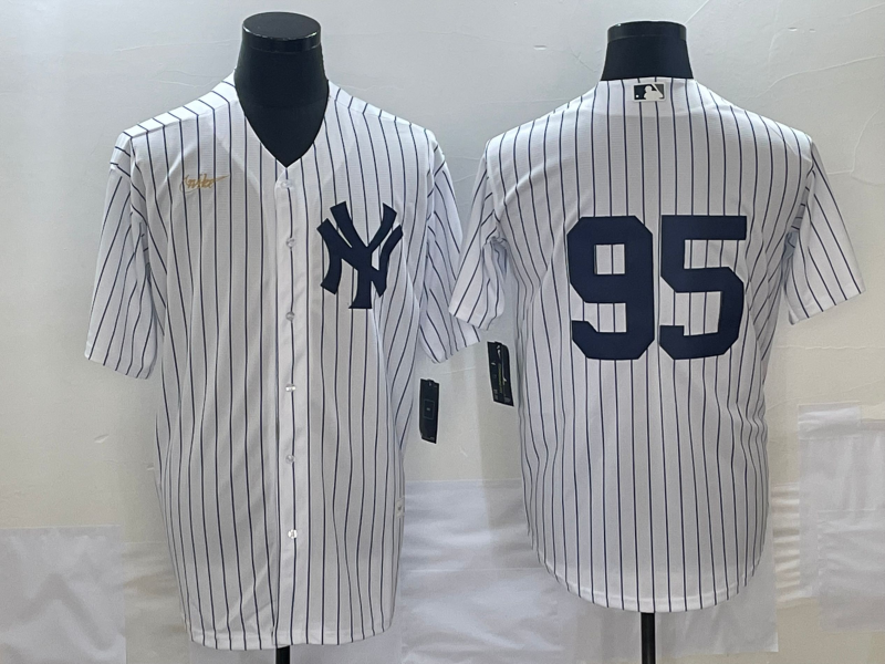 Men's New York Yankees #95 Oswaldo Cabrera White No Name Throwback