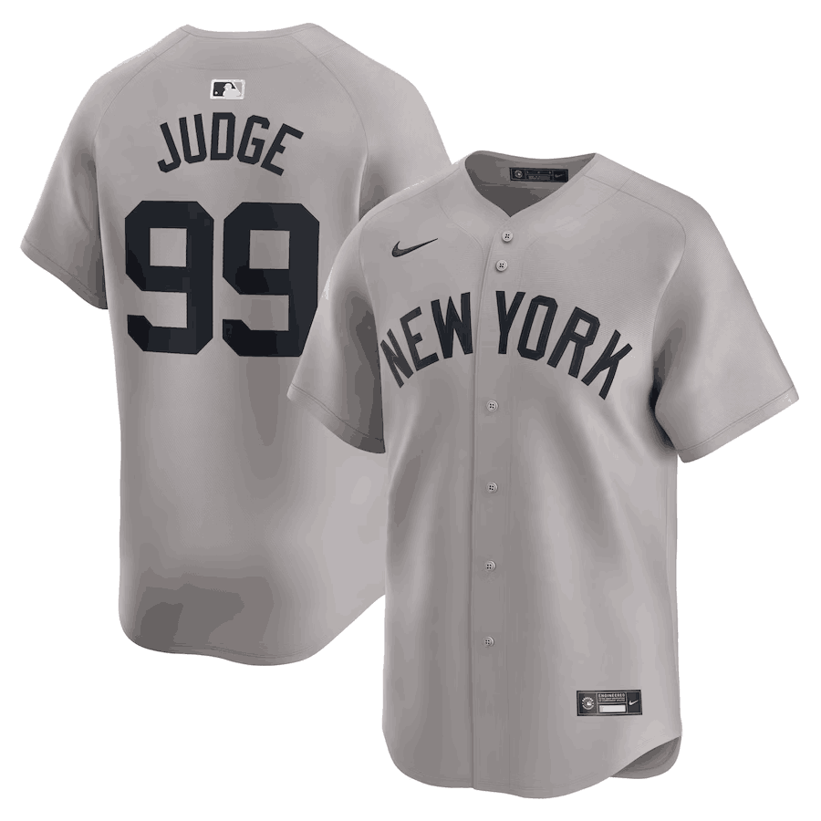 Men's New York Yankees #99 Aaron Judge Gray 2024 Away Limited Cool Base Stitched Baseball Jersey
