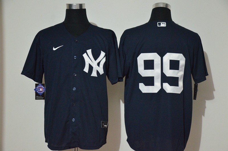 Men's New York Yankees #99 Aaron Judge No Name Navy Blue Stitched MLB Cool Base Nike Jersey