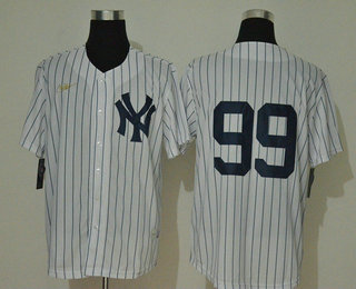 Men's New York Yankees #99 Aaron Judge No Name White Throwback Stitched MLB Cool Base Nike Jersey