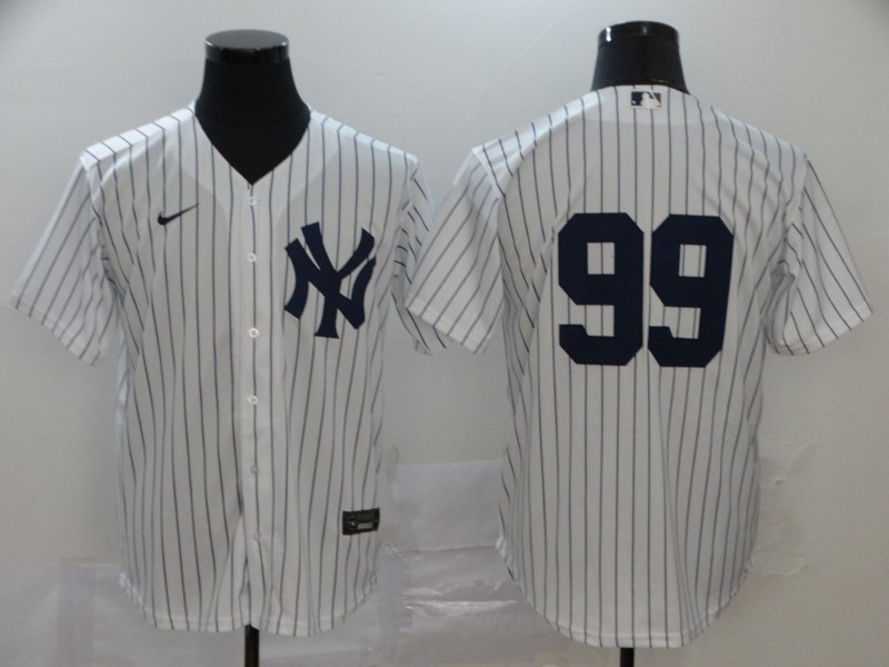 Men's New York Yankees #99 Aaron Judge White Home No Name Stitched MLB Cool Base Nike Jersey