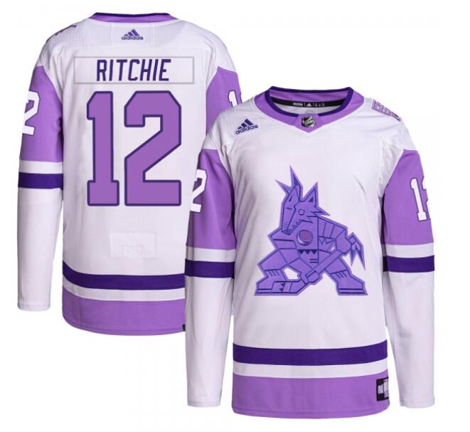 Men's Nick Ritchie Arizona Coyotes #12 Adidas Hockey Fights Cancer Primegreen Jersey