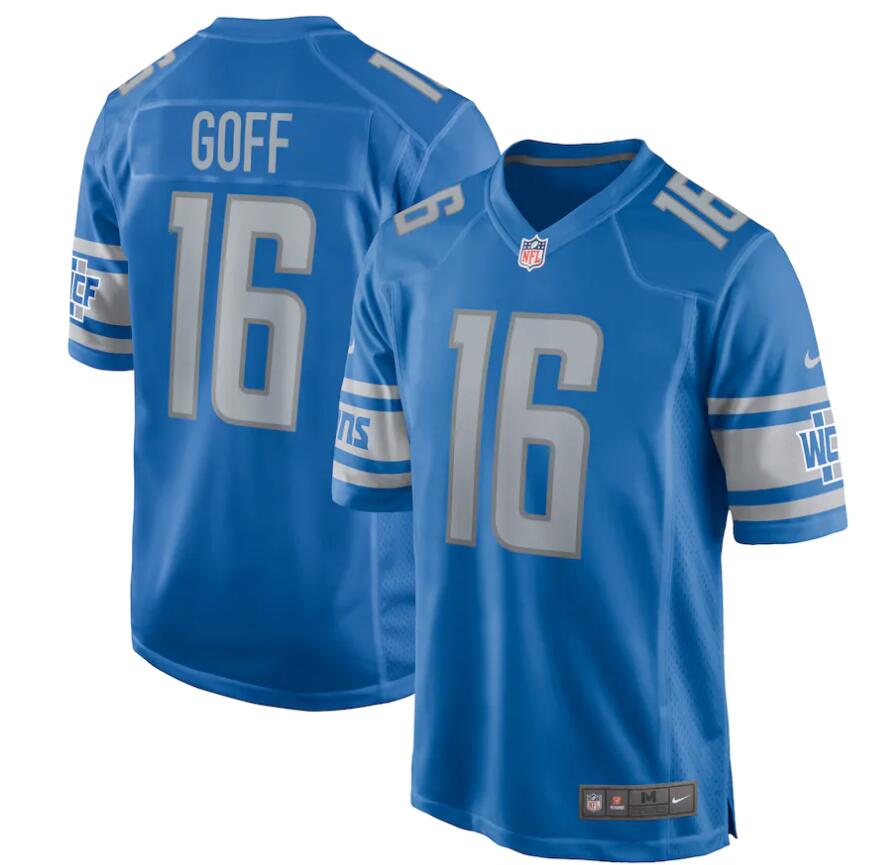 Men's Nike #16 Jared Goff Blue Detroit Lions Game Jersey