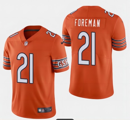 Men's Nike #21 D'Onta Foreman Orange Chicago Bears Vapor Limited Jersey