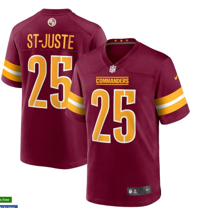 Men's Nike Benjamin St-Juste Burgundy Washington Commanders #25 Player Game Jersey