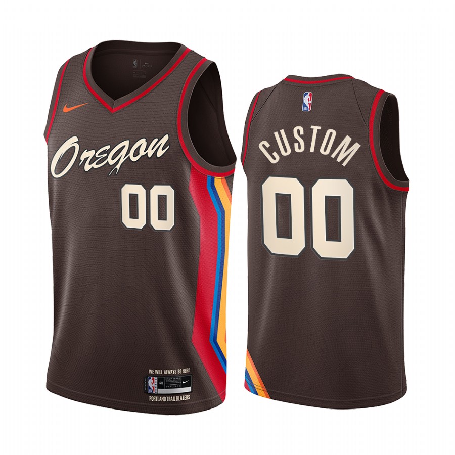 Men's Nike Blazers Custom Personalized Swingman Chocolate NBA 2020-21 City Edition Jersey
