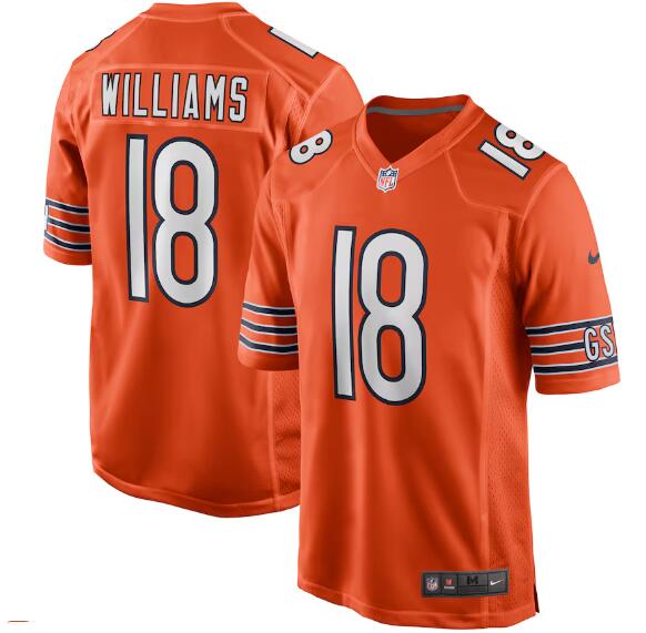 Men's Nike Caleb Williams #18 Chicago Bears Alternate 2024 NFL Draft First Round Pick Player Game Orange Jersey