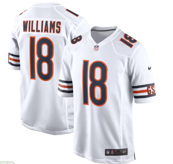 Men's Nike Caleb Williams #18 White Chicago Bears 2024 NFL Draft First Round Pick Player Game Jersey