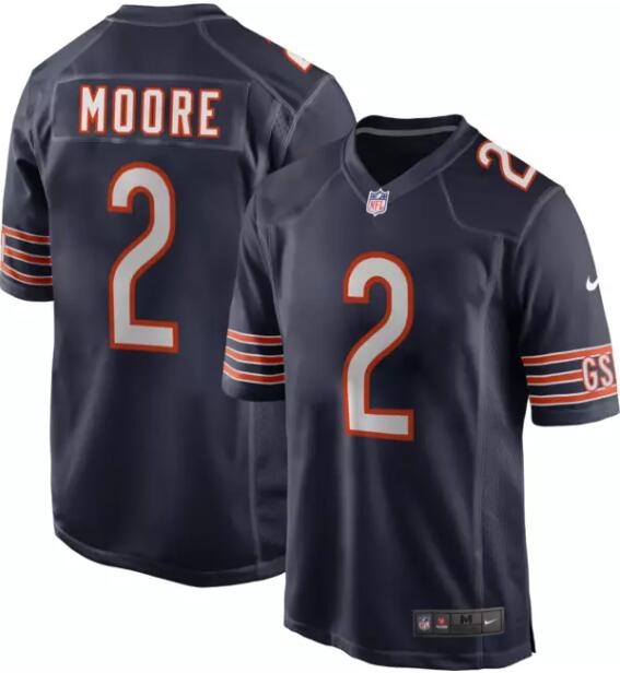 Men's Nike Chicago Bears D.J. Moore #2 Navy Game Jersey