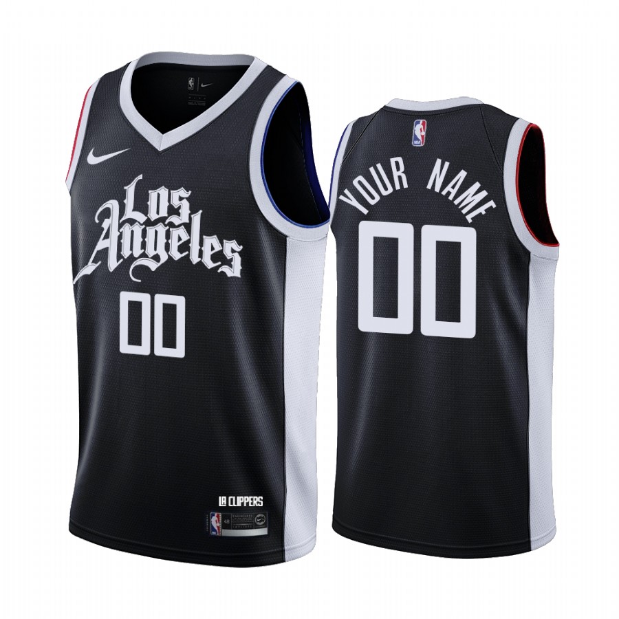 Men's Nike Clippers Custom Personalized Swingman Black NBA 2020-21 City Edition Jersey