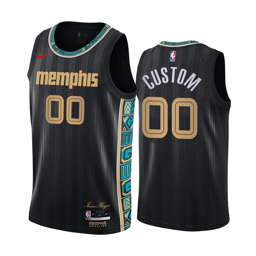 Men's Nike Grizzlies Custom Personalized Swingman Black NBA 2020-21 City Edition Jersey