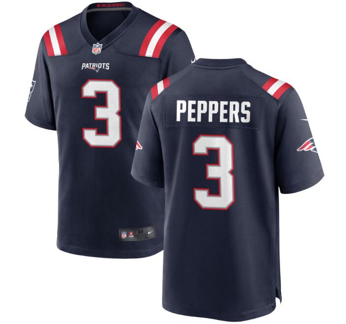 Men's Nike Jabrill Peppers New England Patriots #3 Game Navy Jersey