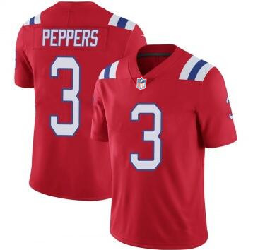 Men's Nike Jabrill Peppers New England Patriots #3 Game Red Jersey