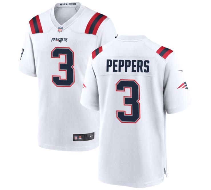 Men's Nike Jabrill Peppers New England Patriots #3 Game white Jersey