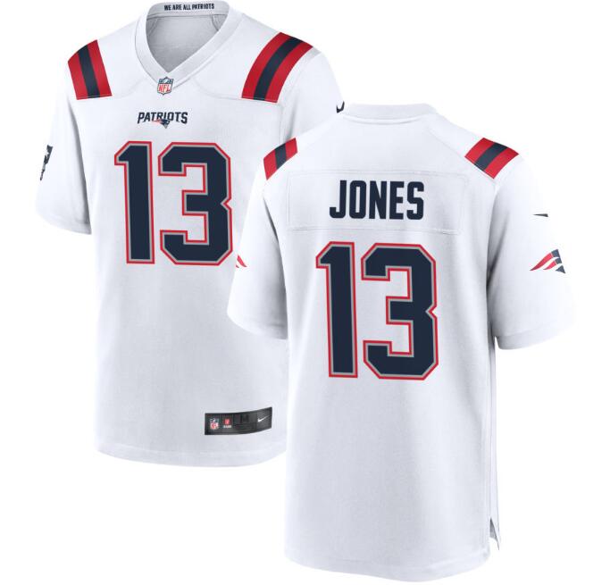 Men's Nike Jack Jones New England Patriots #13 Game Player White Jersey