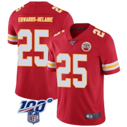 Men's Nike Kansas City Chiefs #25 Clyde Edwards-Helaire Limited Red 100th Vapor Jersey