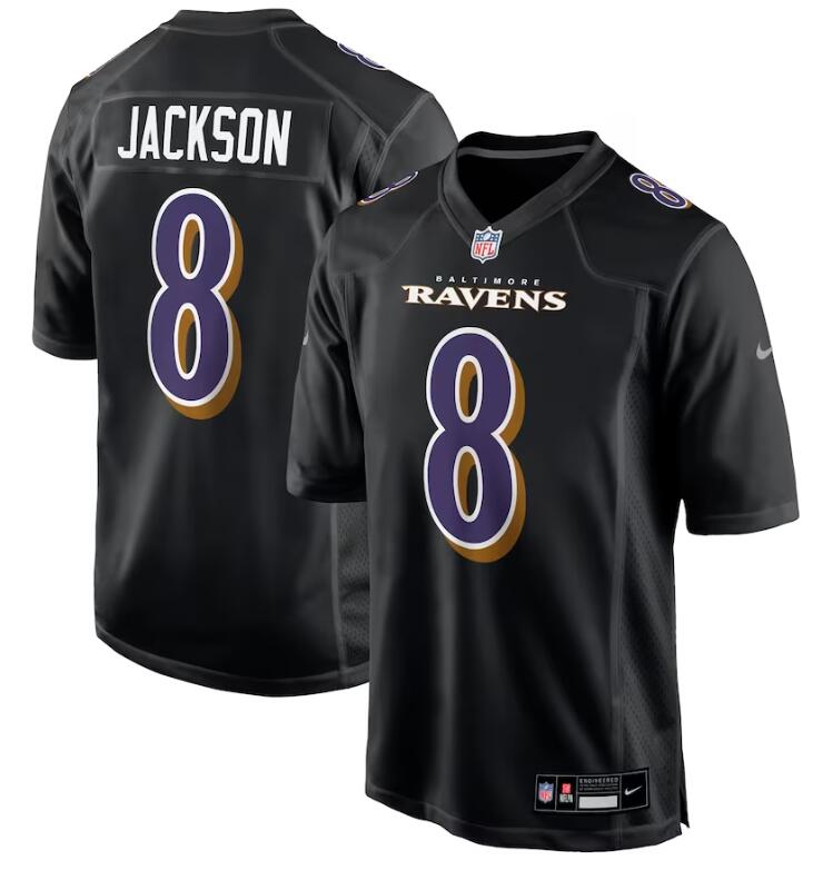 Men's Nike Lamar Jackson #8 Black Baltimore Ravens Fashion Game Jersey