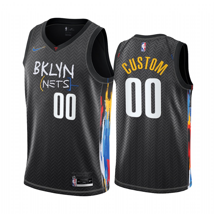 Men's Nike Nets Custom Personalized Black NBA Swingman 2020-21 City Edition Jersey