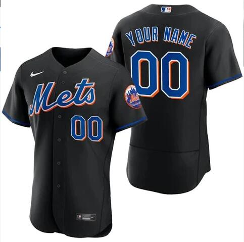 Men's Nike New York Mets Custom Black Flex Base Stitched Jersey