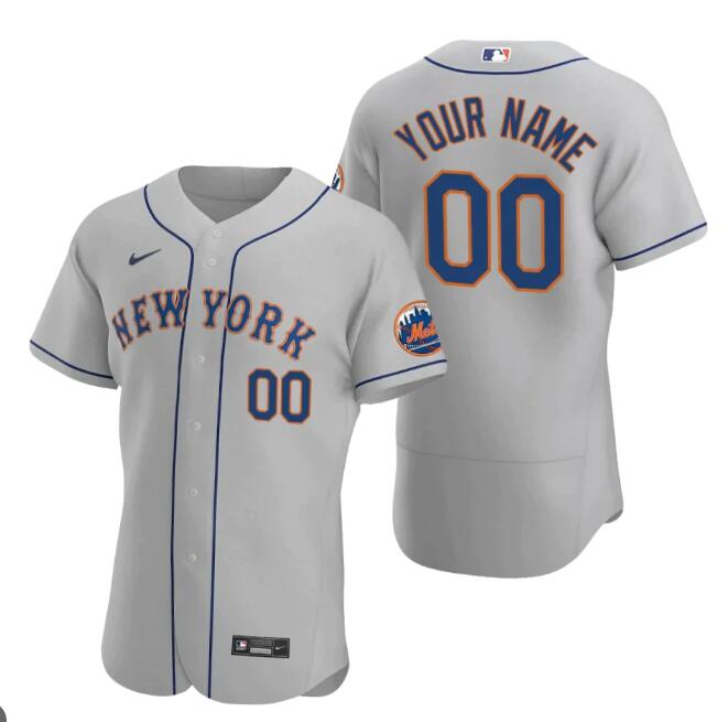 Men's Nike New York Mets Custom Gray Flex Base Stitched Jersey