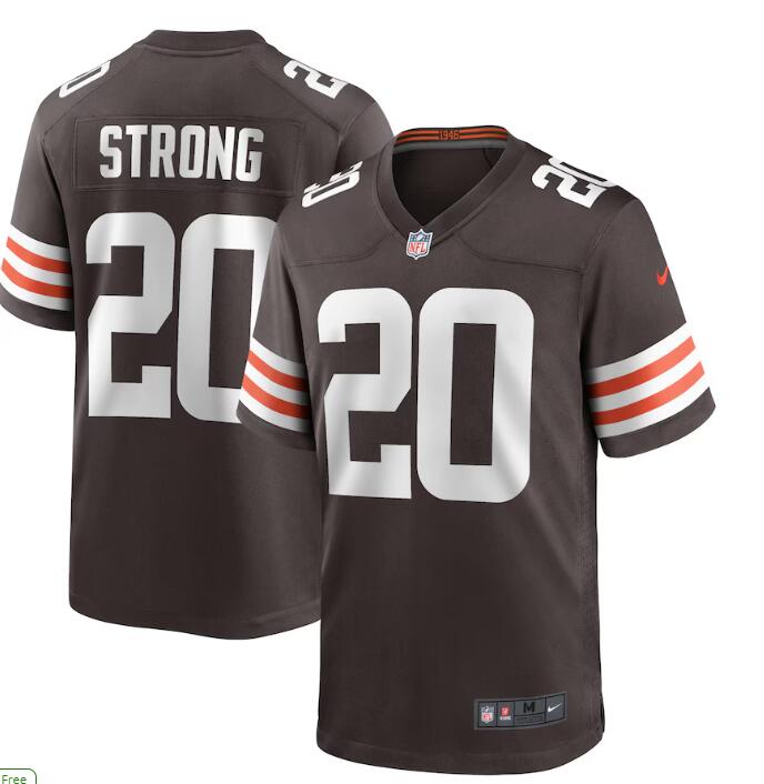 Men's Nike Pierre Strong Jr. #20 Cleveland Browns Team Game Brown Jersey