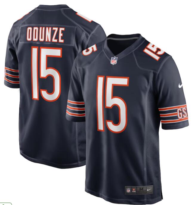 Men's Nike Rome Odunze #15 Navy Chicago Bears 2024 NFL Draft First Round Pick Player Game Jersey