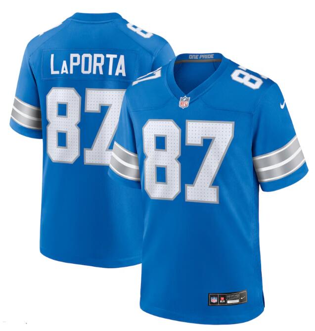 Men's Nike Sam LaPorta #87 Blue Detroit Lions 2nd Alternate 2024 Game Jersey