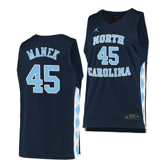 Men's North Carolina Tar Heels #45 Brady Manek Navy Basketball Jersey