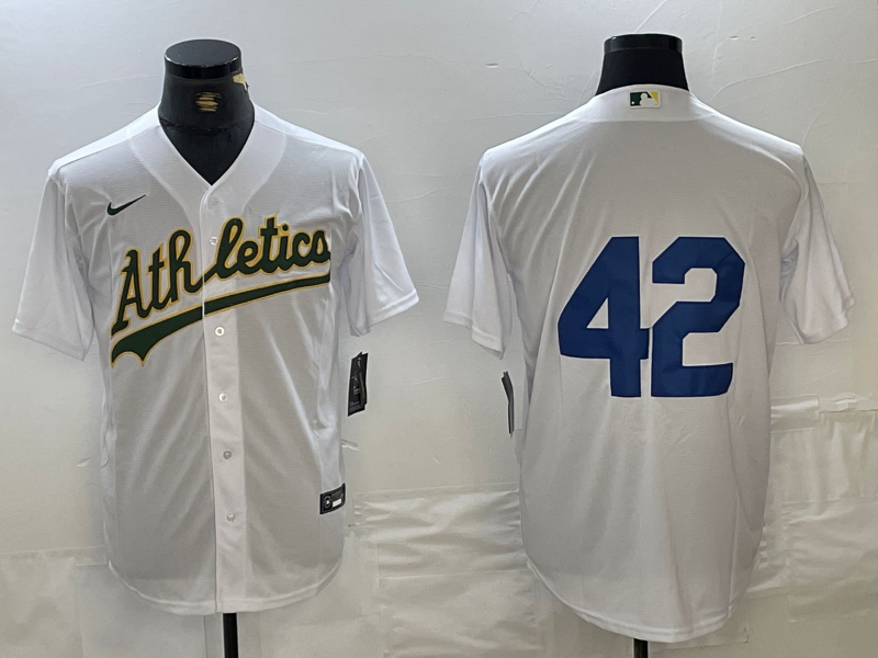 Men's Oakland Athletics #42 Jackie Robinson White Cool Base Stitched Baseball Jersey