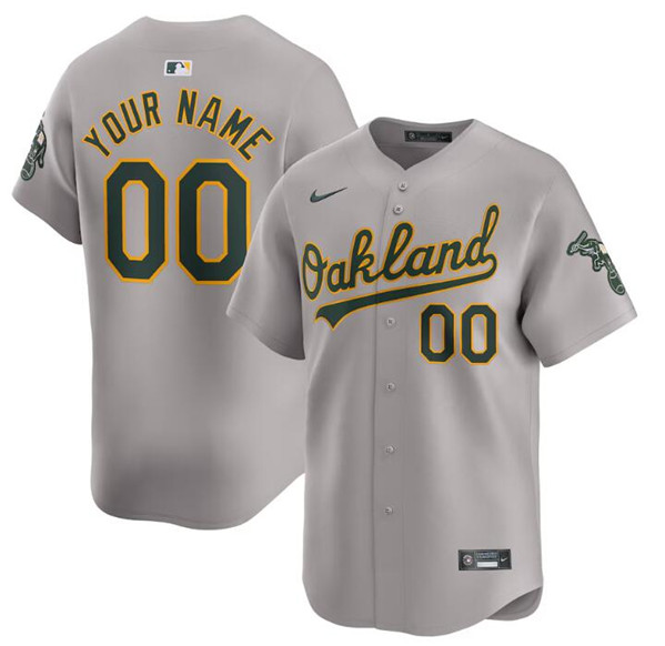 Men's Oakland Athletics Active Player Custom Gray Away Limited Stitched Jersey