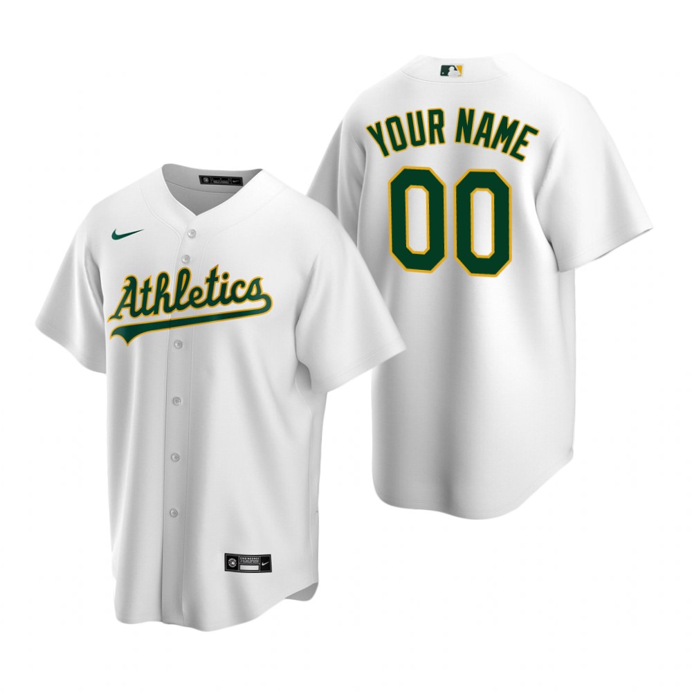 Men's Oakland Athletics Custom Nike White Stitched MLB Cool Base Home Jersey