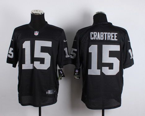 Men's Oakland Raiders #15 Michael Crabtree Nike Black Elite Jersey