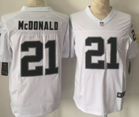 Men's Oakland Raiders #21 Dexter McDonald Nike White Elite Jersey