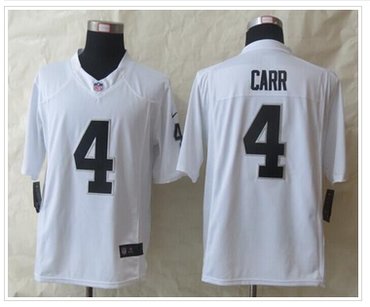 Men's Oakland Raiders #4 Derek Carr White Road Stitched NFL Nike Game Jersey