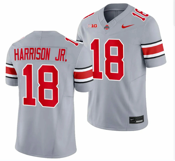 Men's Ohio State Buckeyes #18 Marvin Harrison JR. Gray 2023 F.U.S.E. Limited Stitched Jersey