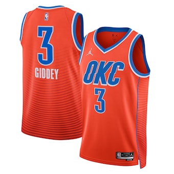 Men's Oklahoma City Thunder #3 Josh Giddey Orange Statement Edition Stitched Basketball Jersey