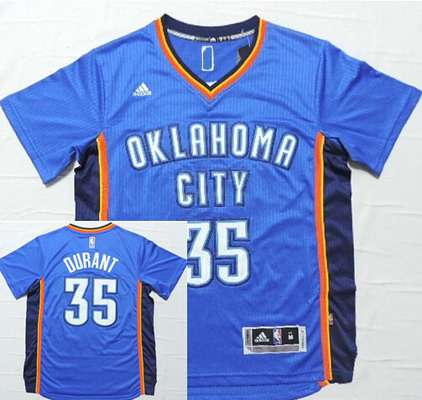Men's Oklahoma City Thunder #35 Kevin Durant Revolution 30 Swingman 2014 New Blue Short-Sleeved Jersey