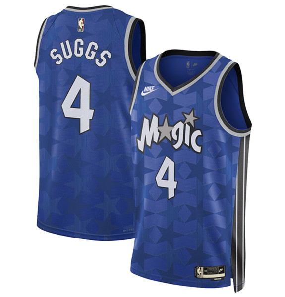 Men's Orlando Magic #4 Jalen Suggs Blue 2023-24 Classic Edition Stitched Basketball Jersey