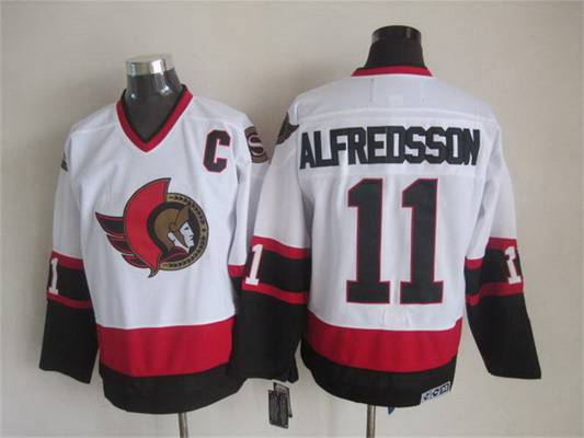 Men's Ottawa Senators #11 Daniel Alfredsson 1997-98 White CCM Vintage Throwback Jersey