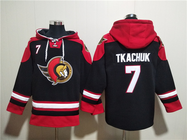 Men's Ottawa Senators #7 Brady Tkachuk Black Ageless Must-Have Lace-Up Pullover Hoodie