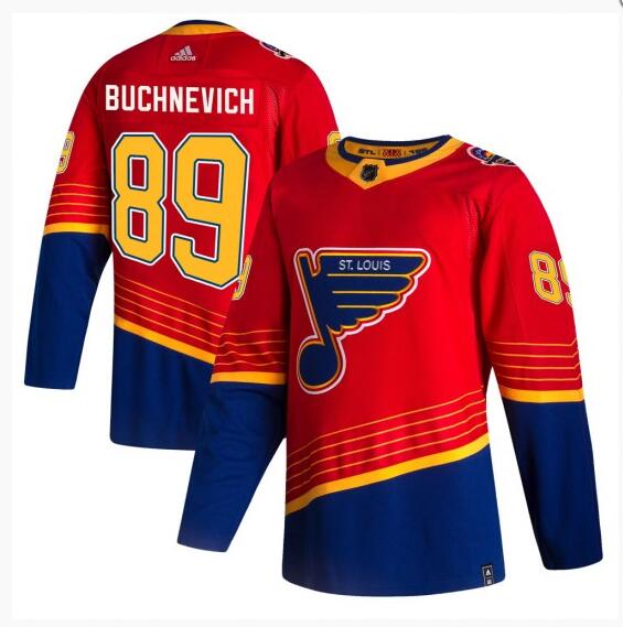 Men's Pavel Buchnevich St. Louis Blues #89 Adidas Authentic 2020-21 Reverse Retro Red Jersey