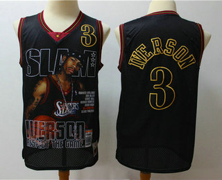 Men's Philadelphia 76ers #3 Allen Iverson Black Fashion Limited Jersey