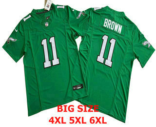 Men's Philadelphia Eagles #11 AJ Brown Kelly Green FUSE Vapor Limited Throwback Jersey-Big Size