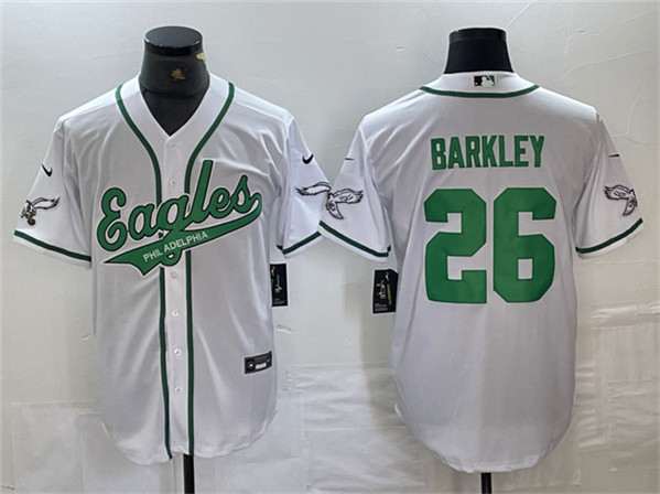 Men's Philadelphia Eagles #26 Saquon Barkley White Cool Base Baseball Stitched Jerseys