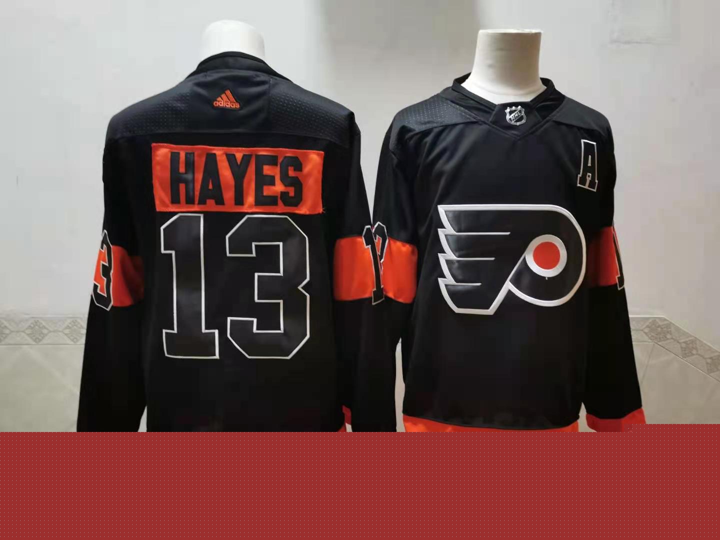 Men's Philadelphia Flyers #13 Kevin Hayes Black Adidas 2020-21 Stitched NHL Jersey